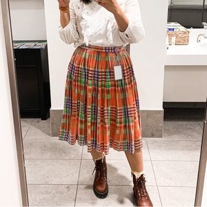 J. Crew Madras Plaid Midi Skirt